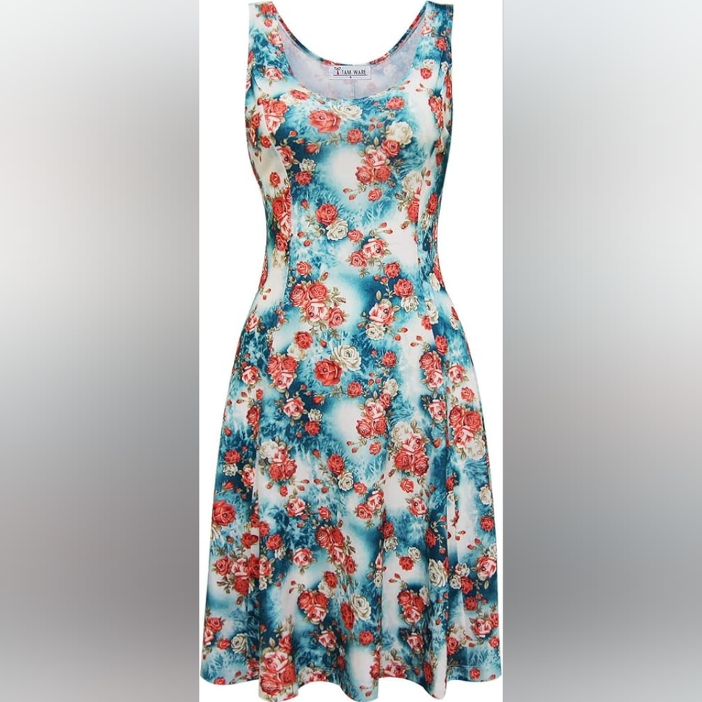 NWT Tam Ware Sleeveless Floral Fit and Flare Dress Small